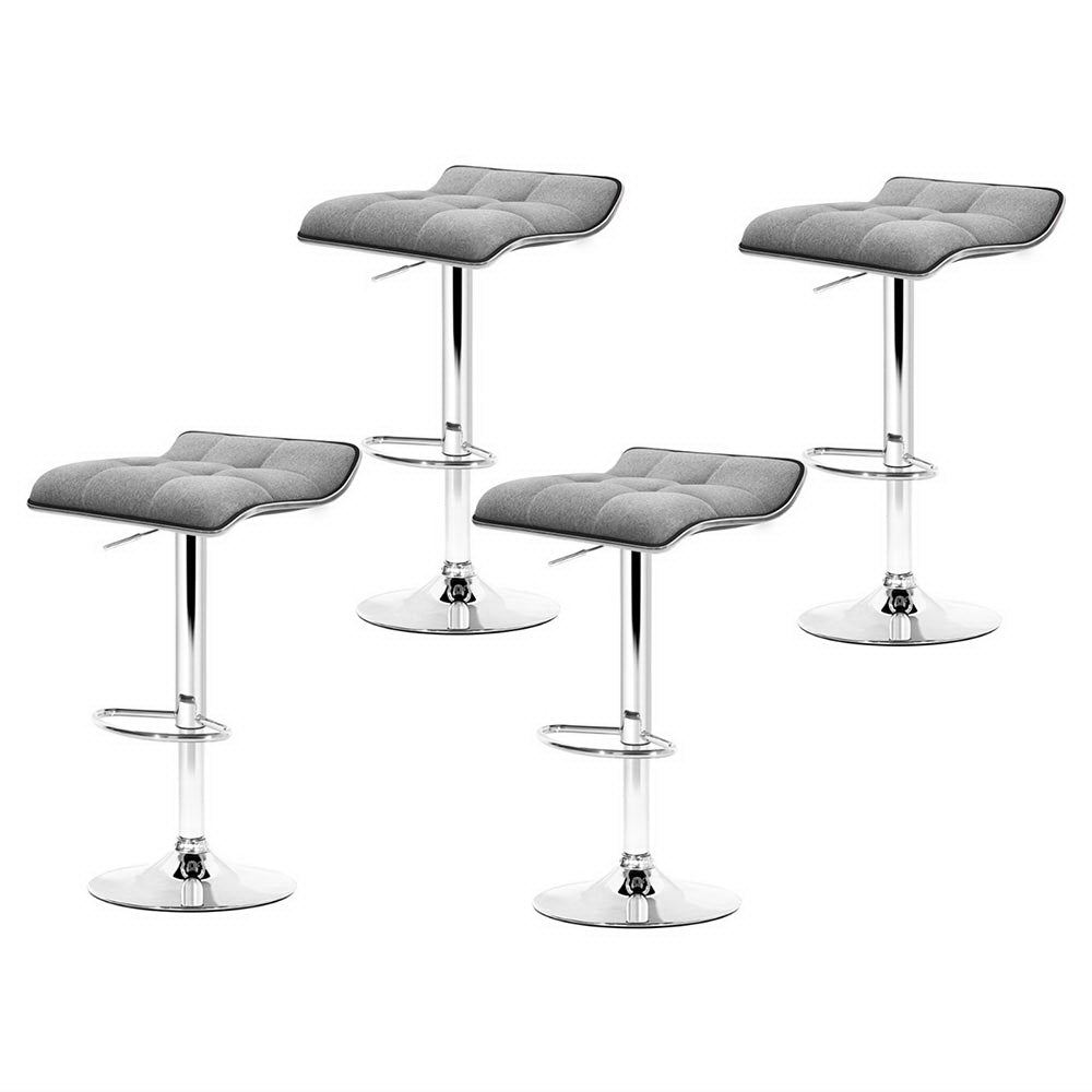 Artiss 4x Bar Stools Linen Padded Gas Lift