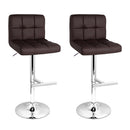 Artiss 2x Bar Stools Leather Gas Lift Brown-1