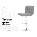 Artiss 4x Bar Stools Fabric Gas Lift Grey-11