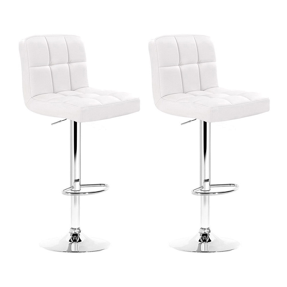 Artiss 2x Bar Stools Leather Gas Lift White