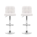 Artiss 2x Bar Stools Leather Gas Lift White-6