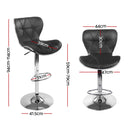 Artiss 2x Bar Stools Gas Lift Leather Seat Black-3