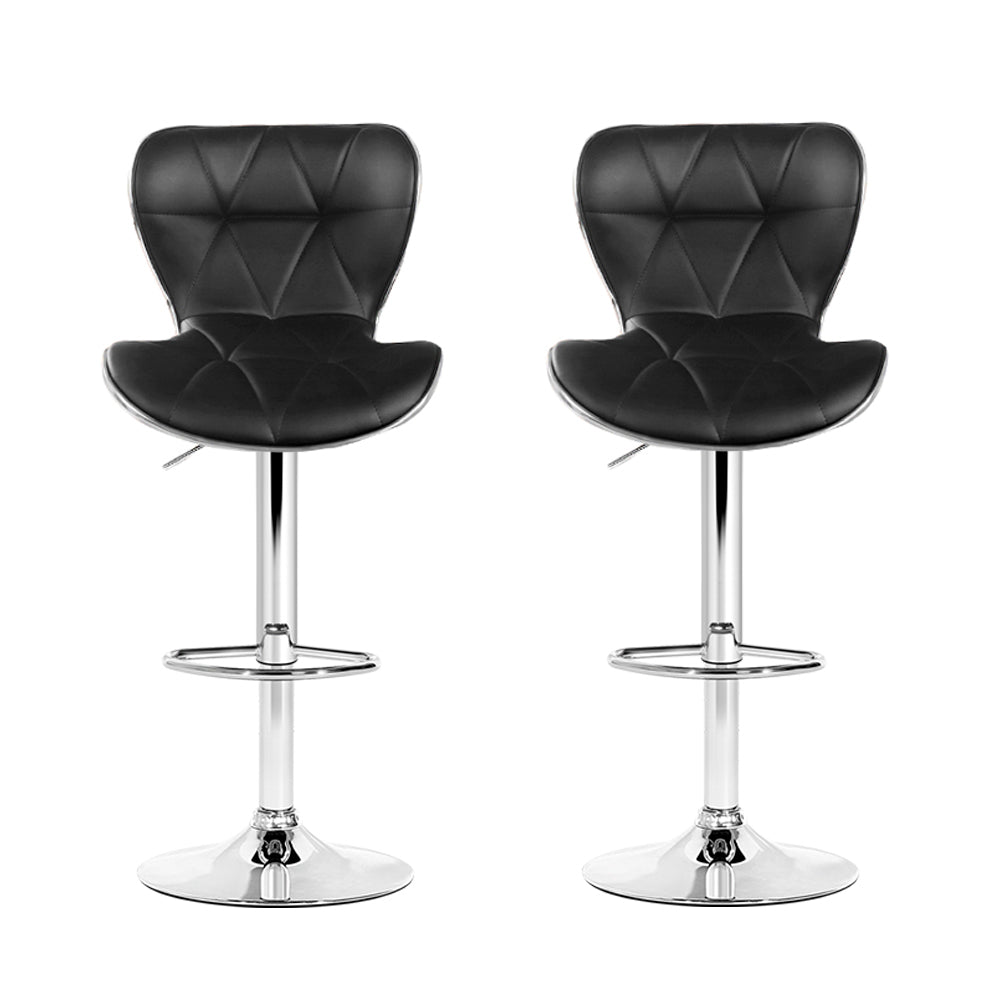 Artiss 2x Bar Stools Gas Lift Leather Seat Black