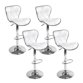 Artiss 4x Bar Stools Gas Lift Leather Seat White - 0