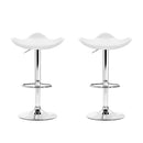 Artiss 2x Bar Stools Leather Gas Lift Chair White-3