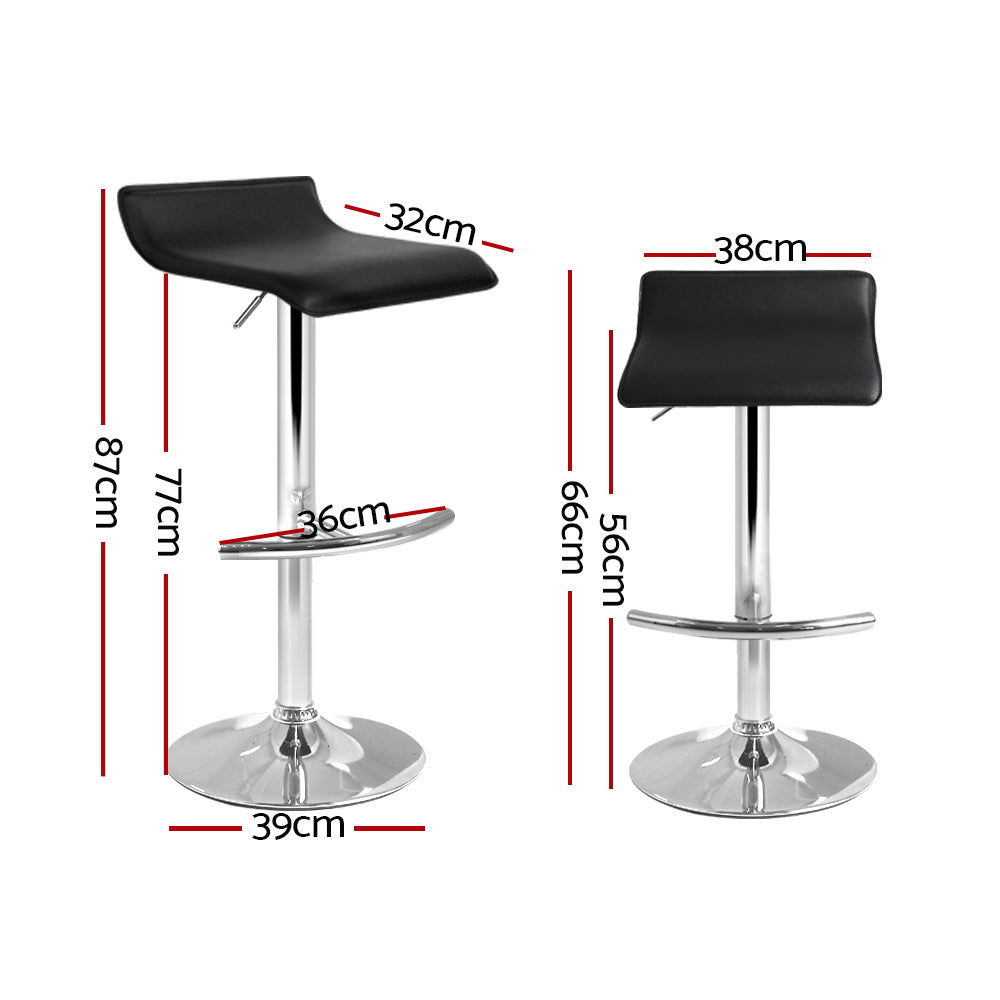 Artiss 2x Bar Stools Adjustable Gas Lift Chairs Black - 0