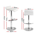 Artiss 2x Bar Stools Adjustable Gas Lift Chairs White-4