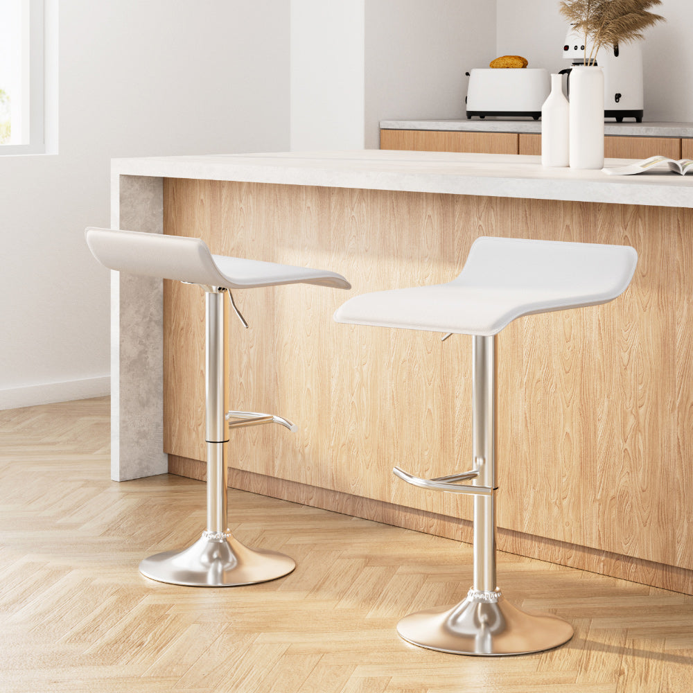 Artiss 2x Bar Stools Adjustable Gas Lift Chairs White