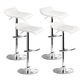 Artiss 4x Bar Stools Adjustable Gas Lift Chairs White - 0