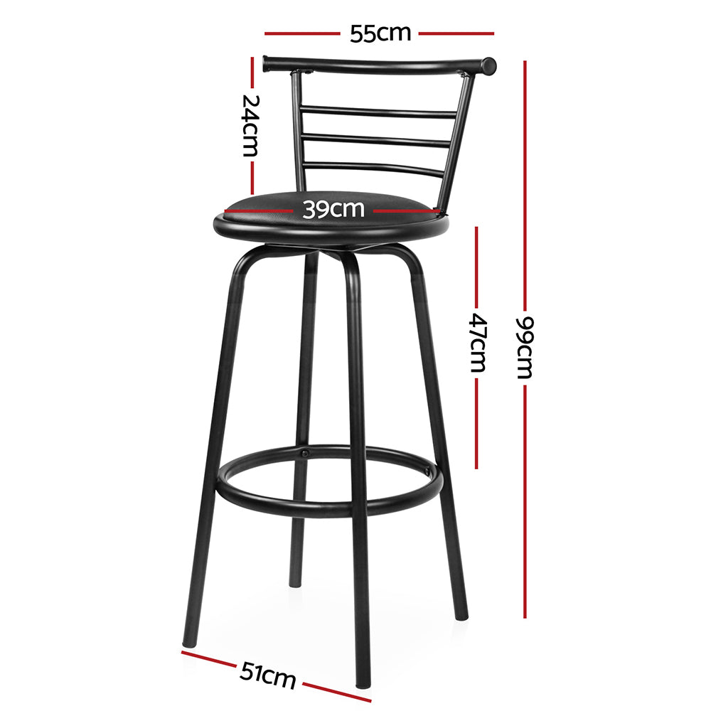 Artiss 2x Bar Stools Swivel Leather Padded Metal - 0