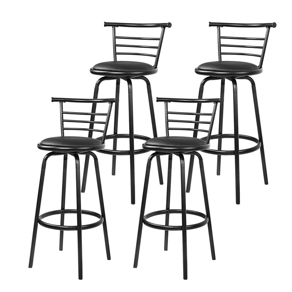 Artiss 4x Bar Stools Swivel Leather Padded Metal