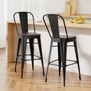 2x Artiss Metal Bar Stools Wooden Seat Retro Counter Stool-7
