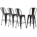 4x Artiss Metal Bar Stools Wooden Seat Retro Counter Stool-1