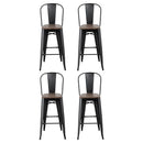 4x Artiss Metal Bar Stools Wooden Seat Retro Counter Stool-3