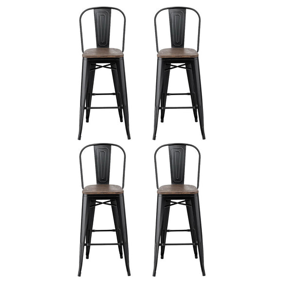 4x Artiss Metal Bar Stools Wooden Seat Retro Counter Stool