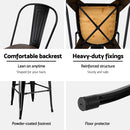 4x Artiss Metal Bar Stools Wooden Seat Retro Counter Stool-6