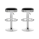 Artiss Set of 2 Backless PU Leather Bar Stools - Black and Chrome-14