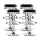 Artiss 4x Bar Stools Leather Padded Gas Lift Silver-13