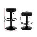 Artiss 2x Bar Stools Leather Padded Gas Lift Black-3
