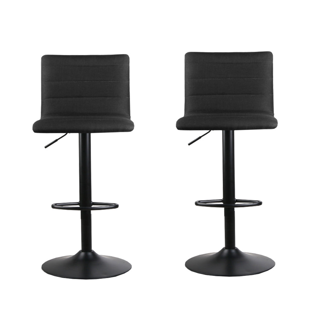 Artiss 2x Bar Stools Gas Lift Linen Fabric Black