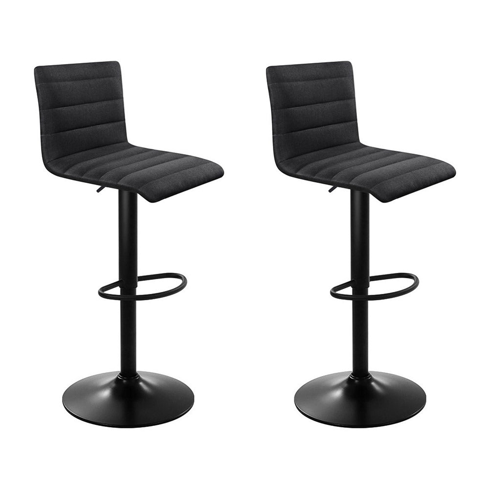 Artiss 2x Bar Stools Gas Lift Linen Fabric Black