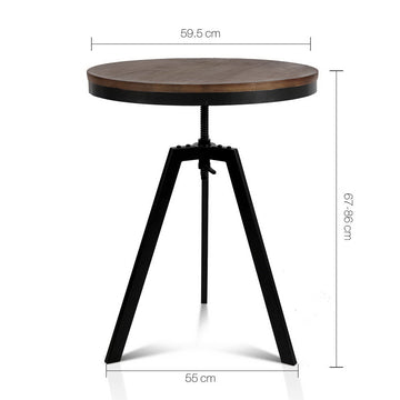 Artiss Bar Table 67-86CM Height Round Brown - 0