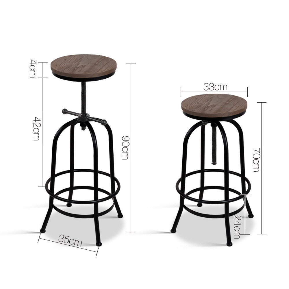 Artiss Bar Stools Adjustable Wood Chairs - 0