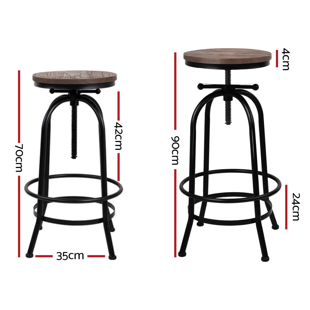 Artiss 2x Bar Stools Adjustable Wood Chairs - 0