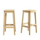 Artiss 2x Bar Stools Rubber Wood Stool Counter Chair Rattan Barstools Kitchen-2