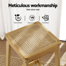 Artiss 2x Bar Stools Rubber Wood Stool Counter Chair Rattan Barstools Kitchen-7