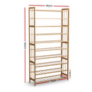 Artiss Shoe Rack Cabinet Bamboo 10-tier 50 Pairs-4