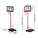 Everfit Adjustable 1.6M Kids Basketball Hoop Stand System Portable Wheeled Base-3