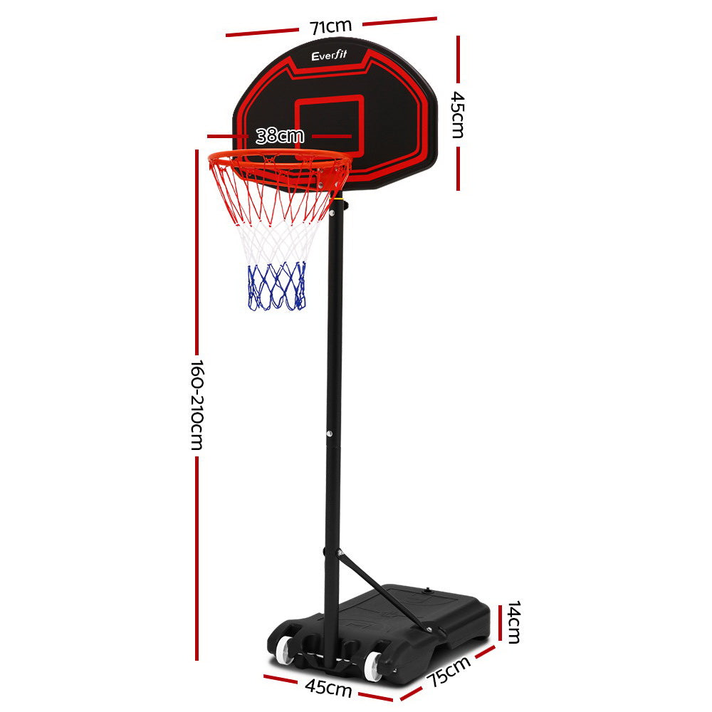 Everfit 2.1M Basketball Hoop Stand System Adjustable Portable Pro Kids Black - 0