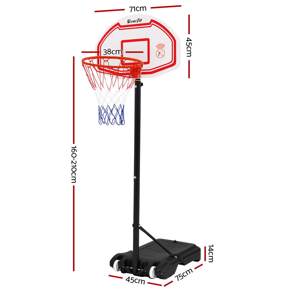 Everfit 2.1M Basketball Hoop Stand System Adjustable Portable Pro Kids White - 0