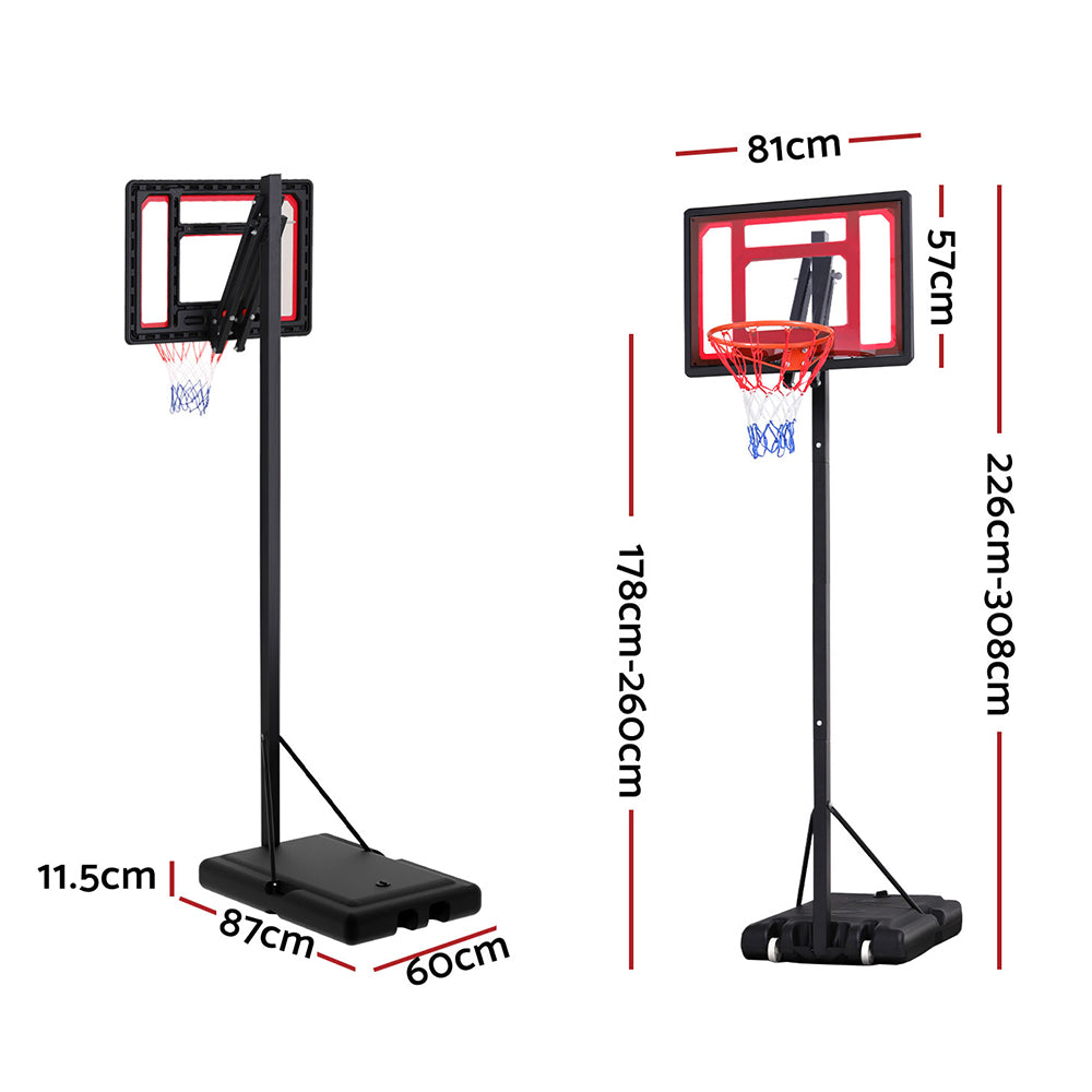 Everfit 2.6M Basketball Hoop Stand System Portable Kid - 0