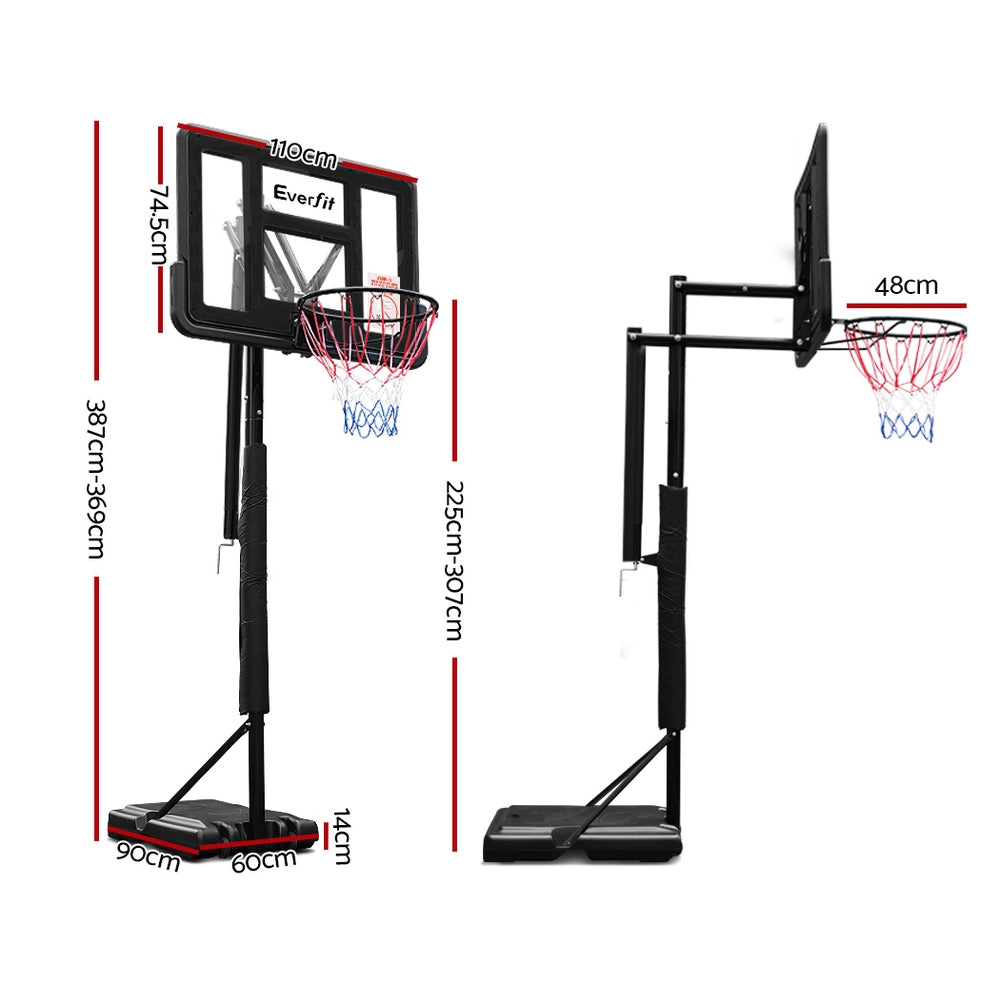 Everfit 3.05M Basketball Hoop Stand System Adjustable Height Portable Pro Black - 0