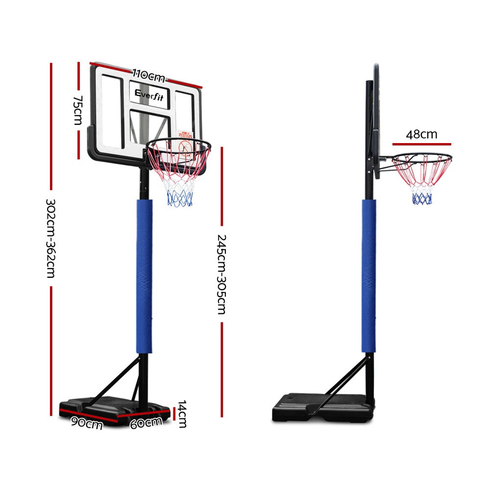 Everfit 3.05M Basketball Hoop Stand System Adjustable Height Portable Pro Blue - 0