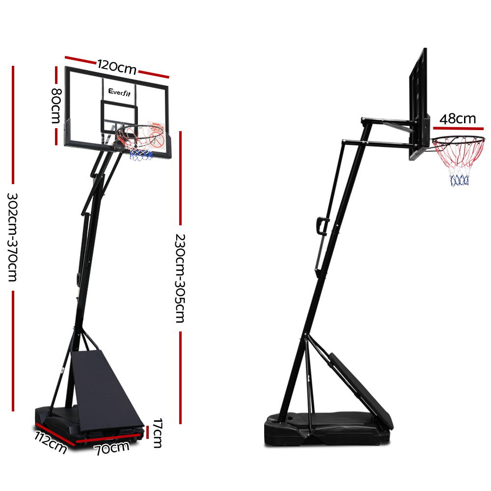 Everfit 3.05M Basketball Hoop Stand System Adjustable Height Portable Black Pro - 0