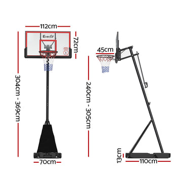 Everfit 3.05M Basketball Hoop Stand System Adjustable Height Portable Red Pro - 0