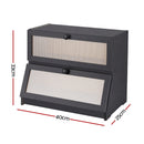 Artiss Bamboo Bread Box 2-Tier Kitchen Countertop Storage 40cm Black-2