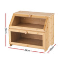 Artiss Bamboo Bread Box 2-Tier Kitchen Countertop Storage 39cm Natural-2