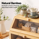 Artiss Bamboo Bread Box 2-Tier Kitchen Countertop Storage 39cm Natural-7