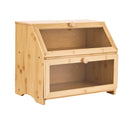Artiss Bamboo Bread Box 2-Tier Kitchen Countertop Storage 39cm Natural-9