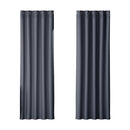 Artiss 2X Blockout Curtains Eyelet 180x213cm Charcoal-1