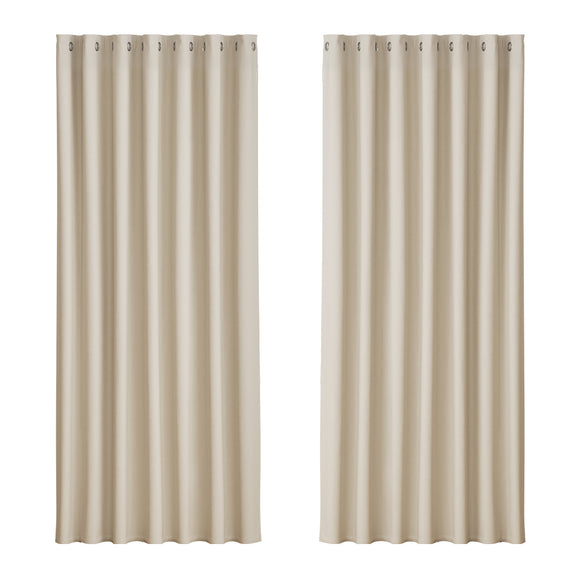 Artiss 2X Blockout Curtains Eyelet 240x230cm Beige