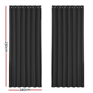 Artiss 2X Blockout Curtains Eyelet 240x230cm Black - 0