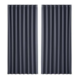 Artiss 2X Blockout Curtains Eyelet 300x230cm Charcoal