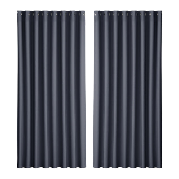 Artiss 2X Blockout Curtains Eyelet 300x230cm Charcoal