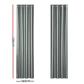 Artiss 2X Blockout Curtains Eyelet 140x230cm Grey Shine - 0