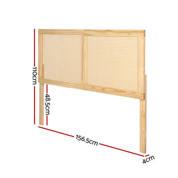 Artiss Bed Head Headboard Queen Rattan - RIBO Pine - 0